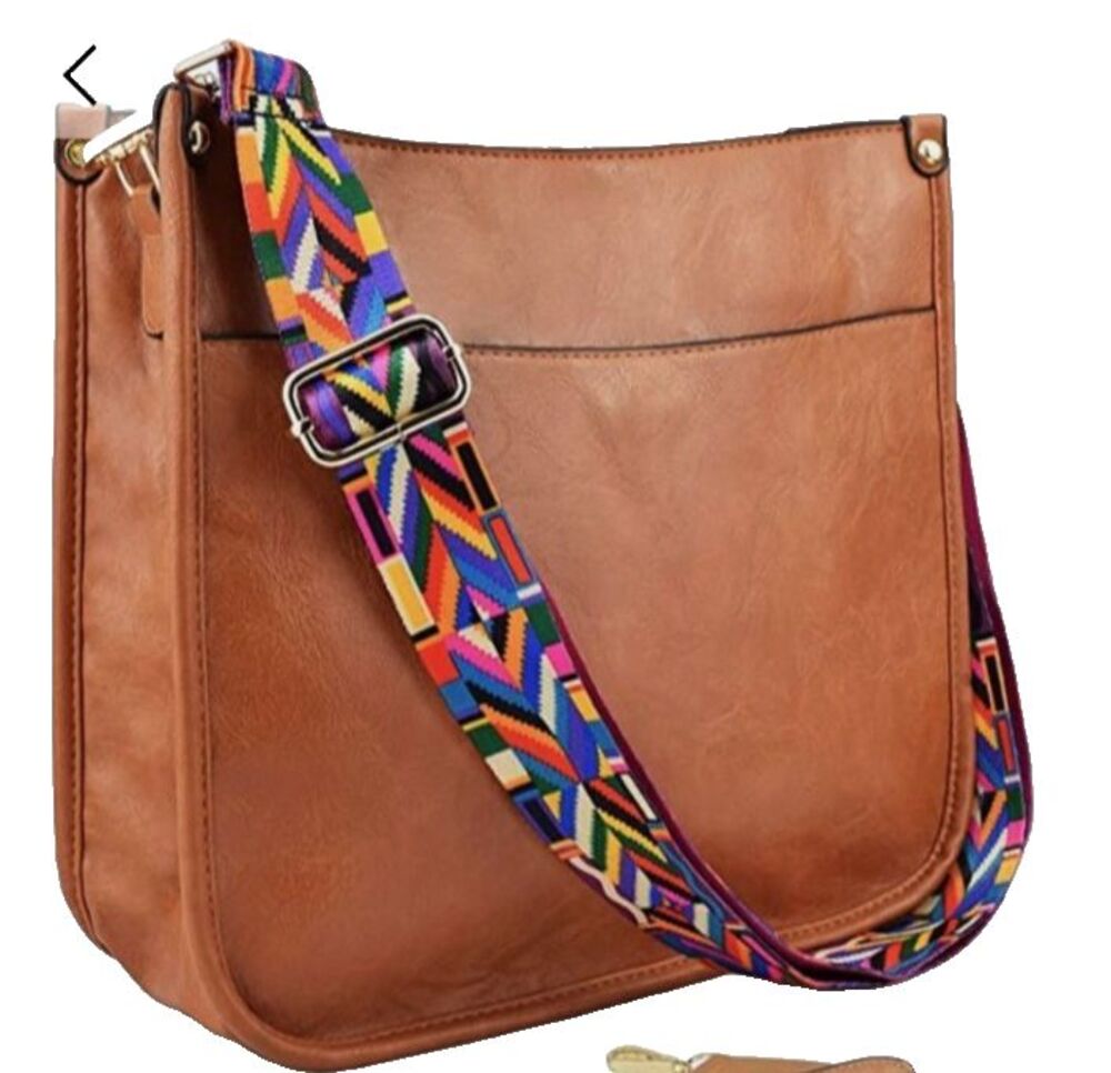 Brown Tan Faux Leather Satchel Cross Body Tote Messenger Bag Removeable Strap